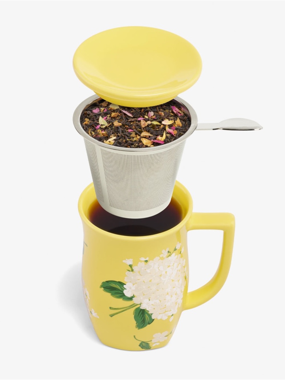 Tea Forte Draper James Hydrangea Yellow Steeping Cup with Infuser - Picture 4 of 6